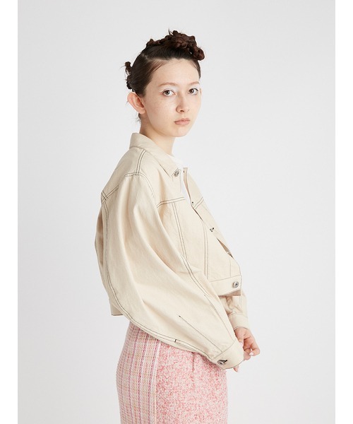 FURFUR（ファーファー）の「【WEB限定カラー】ショート丈Gジャン（デニムジャケット・レディース・ベージュ/インディゴブルー/ピンク・FREE）」の11枚目の写真