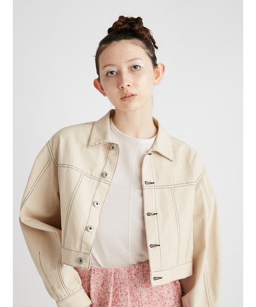 FURFUR（ファーファー）の「【WEB限定カラー】ショート丈Gジャン（デニムジャケット・レディース・ベージュ/インディゴブルー/ピンク・FREE）」の19枚目の写真