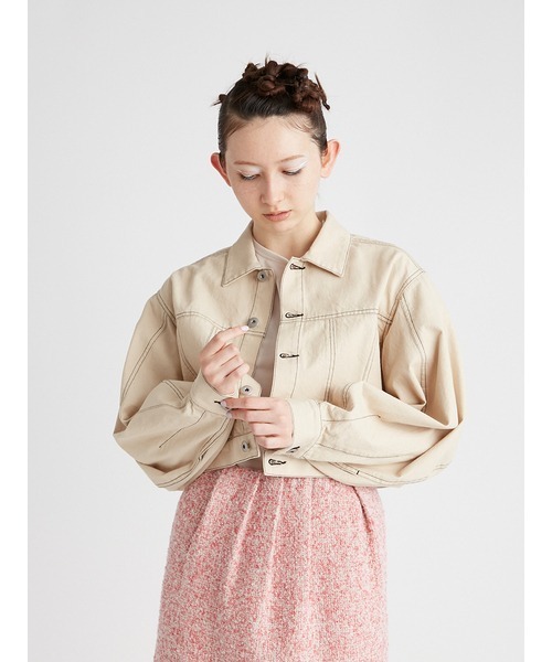 FURFUR（ファーファー）の「【WEB限定カラー】ショート丈Gジャン（デニムジャケット・レディース・ベージュ/インディゴブルー/ピンク・FREE）」の17枚目の写真