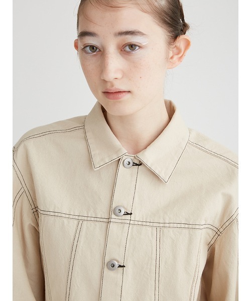 FURFUR（ファーファー）の「【WEB限定カラー】ショート丈Gジャン（デニムジャケット・レディース・ベージュ/インディゴブルー/ピンク・FREE）」の6枚目の写真