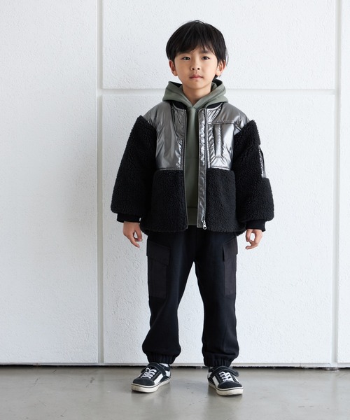 MAKE YOUR DAY（メイクユアデイ）の「ボア切替ブルゾン■80～140cm（ダウンジャケット/コート・キッズ・ミント/ベージュ/ブラック・90/100/110/130/140/120/80）」の6枚目の写真