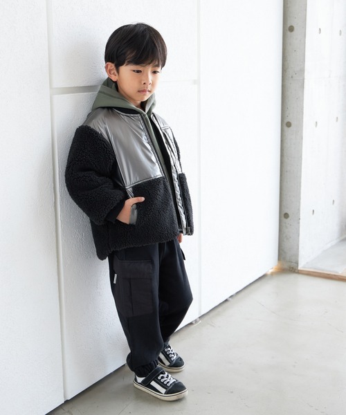 MAKE YOUR DAY（メイクユアデイ）の「ボア切替ブルゾン■80～140cm（ダウンジャケット/コート・キッズ・ミント/ベージュ/ブラック・90/100/110/130/140/120/80）」の7枚目の写真