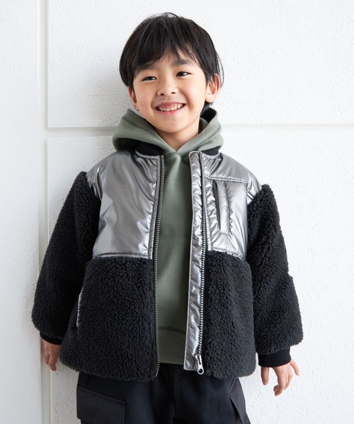 MAKE YOUR DAY（メイクユアデイ）の「ボア切替ブルゾン■80～140cm（ダウンジャケット/コート・キッズ・ミント/ベージュ/ブラック・90/100/110/130/140/120/80）」の4枚目の写真