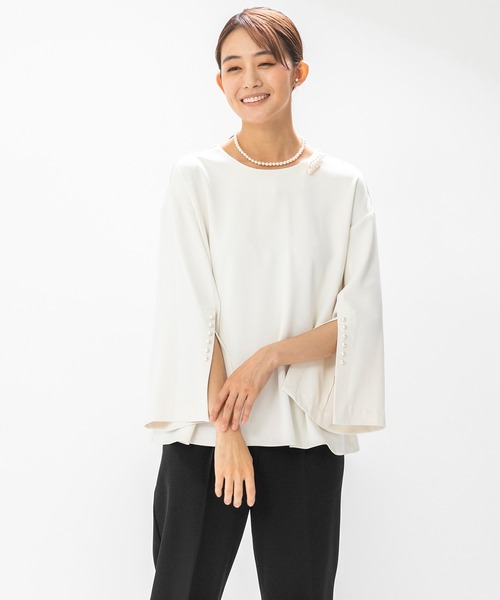 form forma(フォルムフォルマ)の「≪着回し力抜群♪≫ブラウス×パンツ セットアップ(セットアップ・レディース・ネイビー/ホワイト×ブラック・9号)」の8枚目の写真