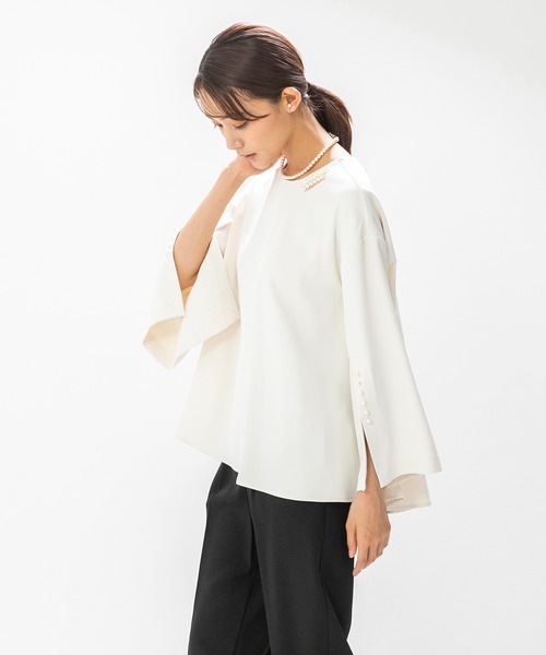 form forma(フォルムフォルマ)の「≪着回し力抜群♪≫ブラウス×パンツ セットアップ(セットアップ・レディース・ネイビー/ホワイト×ブラック・9号)」の9枚目の写真