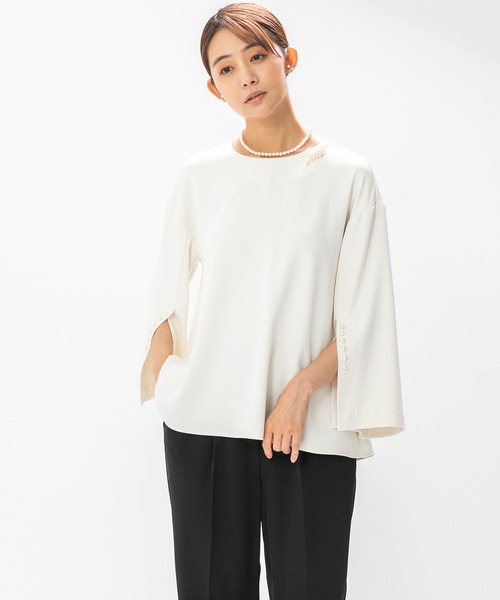 form forma(フォルムフォルマ)の「≪着回し力抜群♪≫ブラウス×パンツ セットアップ(セットアップ・レディース・ネイビー/ホワイト×ブラック・9号)」の10枚目の写真