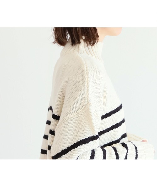 reca（レカ）の「タートルネックパネルボーダーニットプルオーバー（ニット/セーター・レディース・アイボリー/ブラック・M）」の15枚目の写真