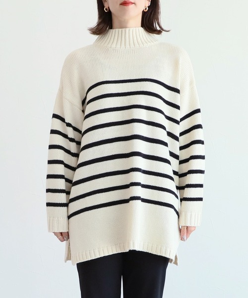 reca（レカ）の「タートルネックパネルボーダーニットプルオーバー（ニット/セーター・レディース・アイボリー/ブラック・M）」の6枚目の写真