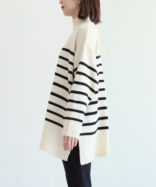 reca（レカ）の「タートルネックパネルボーダーニットプルオーバー（ニット/セーター・レディース・アイボリー/ブラック・M）」の7枚目の写真