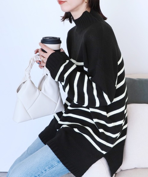 reca（レカ）の「タートルネックパネルボーダーニットプルオーバー（ニット/セーター・レディース・アイボリー/ブラック・M）」の22枚目の写真