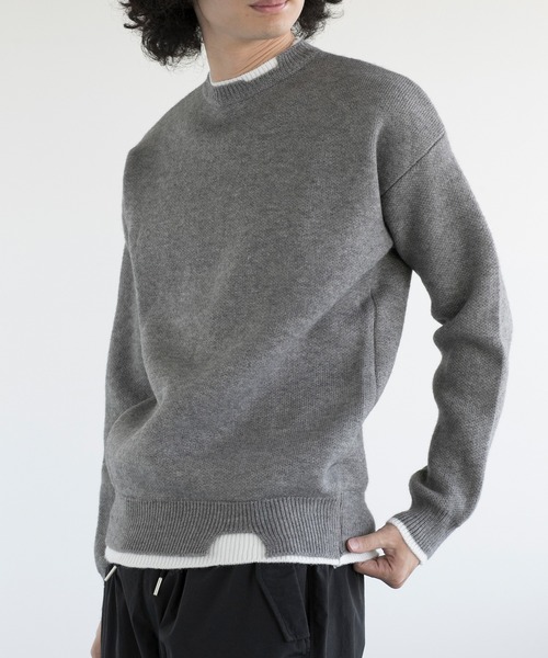 aimoha(アイモハ)の「レイヤードスタイル ニットセーター(ニット/セーター・メンズ・ブラック/ホワイト/ブルー/ピンク/ベージュ/グリーン/グレー・MEDIUM/X-LARGE/LARGE/XX-LARGE/XXX-LARGE)」の3枚目の写真