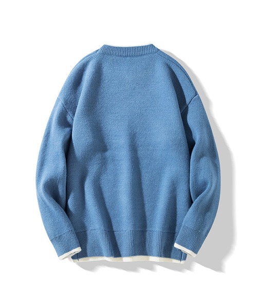 aimoha(アイモハ)の「レイヤードスタイル ニットセーター(ニット/セーター・メンズ・ブラック/ホワイト/ブルー/ピンク/ベージュ/グリーン/グレー・MEDIUM/X-LARGE/LARGE/XX-LARGE/XXX-LARGE)」の21枚目の写真