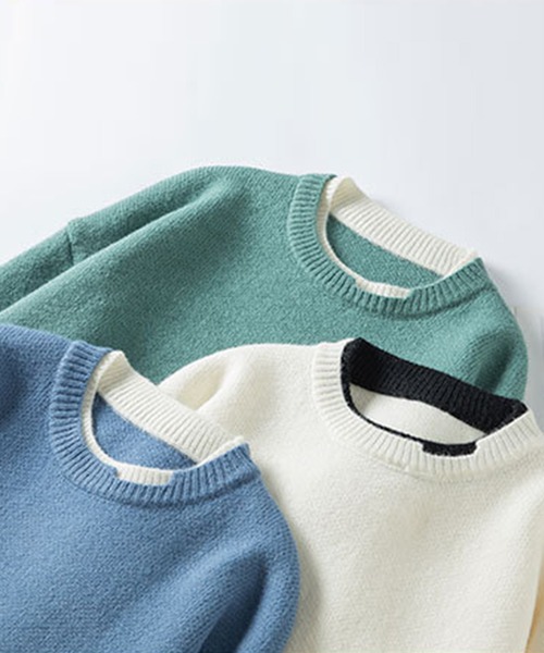 aimoha(アイモハ)の「レイヤードスタイル ニットセーター(ニット/セーター・メンズ・ブラック/ホワイト/ブルー/ピンク/ベージュ/グリーン/グレー・MEDIUM/X-LARGE/LARGE/XX-LARGE/XXX-LARGE)」の18枚目の写真