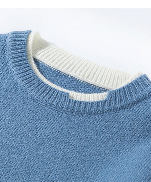 aimoha(アイモハ)の「レイヤードスタイル ニットセーター(ニット/セーター・メンズ・ブラック/ホワイト/ブルー/ピンク/ベージュ/グリーン/グレー・MEDIUM/X-LARGE/LARGE/XX-LARGE/XXX-LARGE)」の8枚目の写真