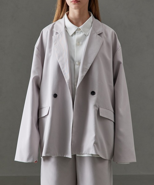 cussil（クシル）の「【cussil/クシル】ドレスツイル ワイドスリーブダブルテーラードジャケット（テーラードジャケット・メンズ・ブラック/チャコールグレー/オフホワイト・S/L/M）」の4枚目の写真