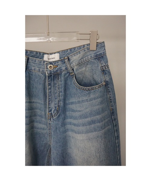 WEST BOY ライトブルー ワイドパンツ バギーデニム WESTBOY ジーンズ ルーズバギーヴィンテージ加工デニムパンツ