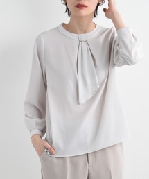 ジョーゼットプレート付きタイブラウス