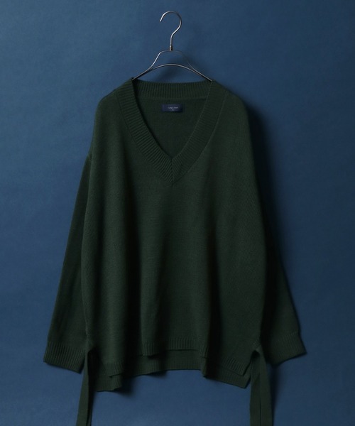 ANPAS（アンパス）の「Side Velt Wide Silhouette V-neck Knit Pullover/サイドベルト ワイドシルエット Vネック ニットプルオーバー セーター（ニット/セーター・メンズ・ブラック/オフホワイト/グリーン/グレイッシュブルー・M/L）」の3枚目の写真