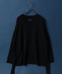 ANPAS | Side Velt Wide Silhouette V-neck Knit Pullover/サイドベルト ワイドシルエット Vネック ニットプルオーバー セーター(ニット/セーター)