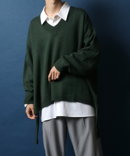 ANPAS（アンパス）の「Side Velt Wide Silhouette V-neck Knit Pullover/サイドベルト ワイドシルエット Vネック ニットプルオーバー セーター（ニット/セーター・メンズ・ブラック/オフホワイト/グリーン/グレイッシュブルー・M/L）」の22枚目の写真