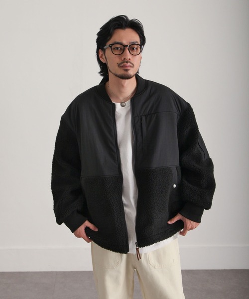 ZIP FIVE(ジップファイブ)の「【ZIP FIVE】ミリタリーボアジャケット /ボア フリース ブルゾン(MA-1・メンズ・カーキ/ブラック/ベージュ/カーキ系/ブラウン・MEDIUM/LARGE/X-LARGE)」の6枚目の写真