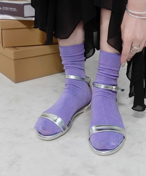 minia(ミニア)の「カラークルーソックス(ソックス/靴下・レディース・ブラック/グレー/ホワイト/コーラルピンク/ベージュ/ミント/ブルー/パープル/オレンジ/ライム・FREE)」の9枚目の写真