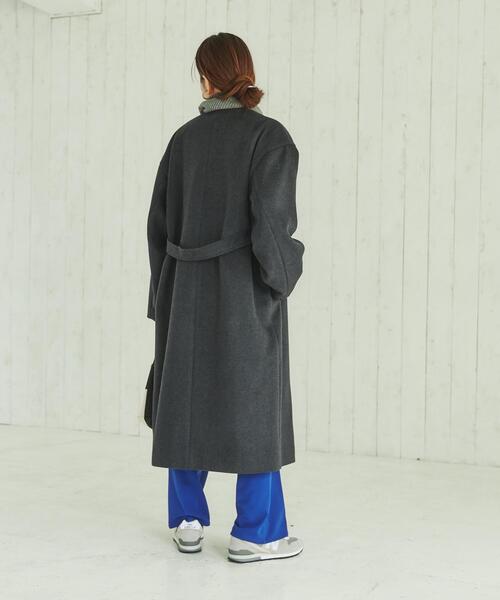coen（コーエン）の「ウールブレンドノーカラーロングコート・ダークグレー（ノーカラーコート・レディース・ダークグレー・M/L）」の12枚目の写真