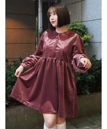 merry jenny | スカラップカラーベロアミニワンピース(ワンピース)