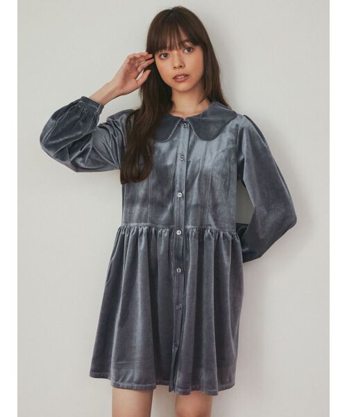 merry jenny（メリージェニー）の「スカラップカラーベロアミニワンピース（ワンピース・レディース・ブラック/ブルー/ピンク・FREE）」の11枚目の写真