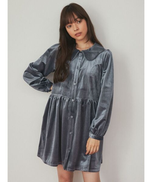 merry jenny（メリージェニー）の「スカラップカラーベロアミニワンピース（ワンピース・レディース・ブラック/ブルー/ピンク・FREE）」の12枚目の写真