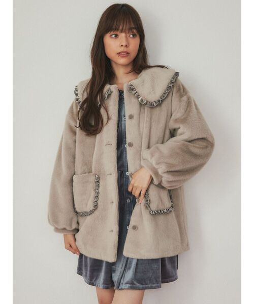 merry jenny（メリージェニー）の「スカラップカラーベロアミニワンピース（ワンピース・レディース・ブラック/ブルー/ピンク・FREE）」の16枚目の写真