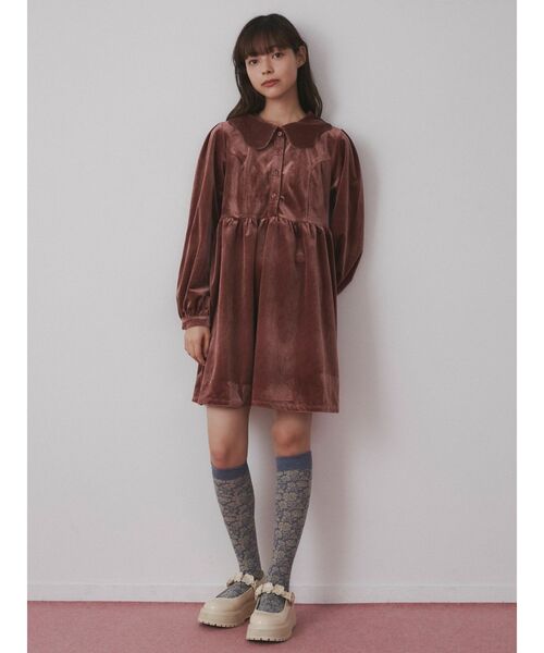 merry jenny（メリージェニー）の「スカラップカラーベロアミニワンピース（ワンピース・レディース・ブラック/ブルー/ピンク・FREE）」の17枚目の写真