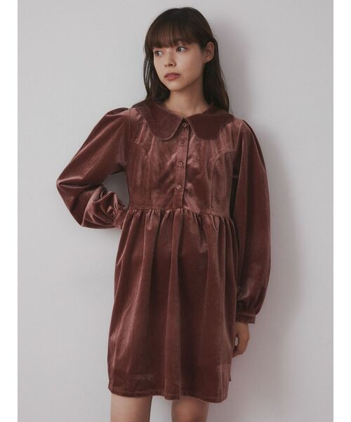 merry jenny（メリージェニー）の「スカラップカラーベロアミニワンピース（ワンピース・レディース・ブラック/ブルー/ピンク・FREE）」の20枚目の写真