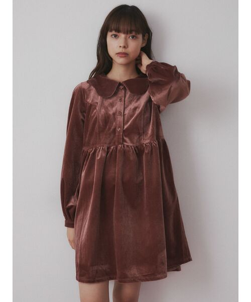 merry jenny（メリージェニー）の「スカラップカラーベロアミニワンピース（ワンピース・レディース・ブラック/ブルー/ピンク・FREE）」の21枚目の写真