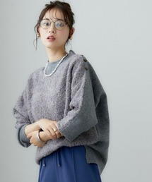 大きいサイズ 袖ボリュームリングヤーンニット miclat