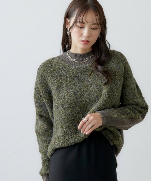 miclat(ミクラ)の「大きいサイズ 袖ボリュームリングヤーンニット miclat(ニット/セーター・レディース・グレー系/ブラウン系・L/LL/3L/4L)」の1枚目の写真