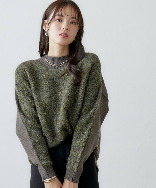 miclat(ミクラ)の「大きいサイズ 袖ボリュームリングヤーンニット miclat(ニット/セーター・レディース・グレー系/ブラウン系・L/LL/3L/4L)」の8枚目の写真