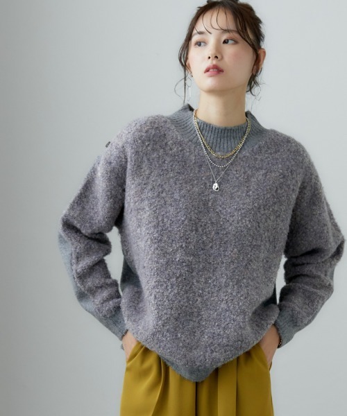 miclat(ミクラ)の「大きいサイズ 袖ボリュームリングヤーンニット miclat(ニット/セーター・レディース・グレー系/ブラウン系・L/LL/3L/4L)」の5枚目の写真