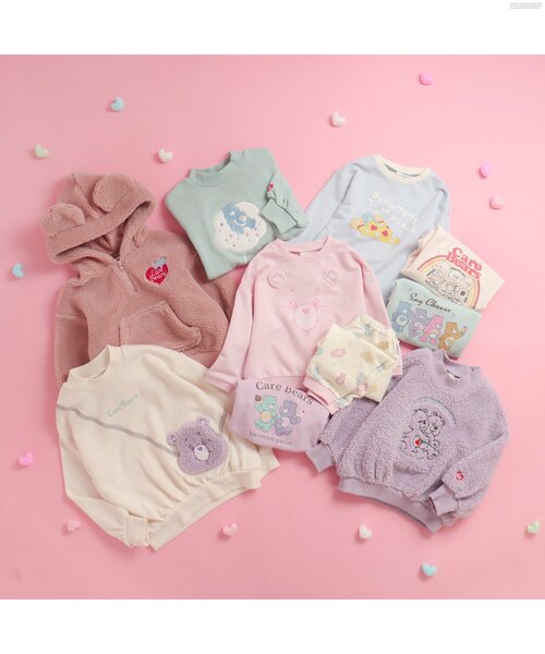 apres les cours（アプレレクール）の「WEB限定 ケアベア ボア刺繍ハーフジップパーカー（パーカー・キッズ・ピンク/アイボリー・130/110/90/100/80/120）」の4枚目の写真