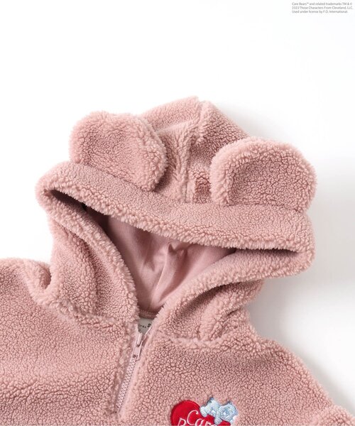 apres les cours（アプレレクール）の「WEB限定 ケアベア ボア刺繍ハーフジップパーカー（パーカー・キッズ・ピンク/アイボリー・130/110/90/100/80/120）」の6枚目の写真
