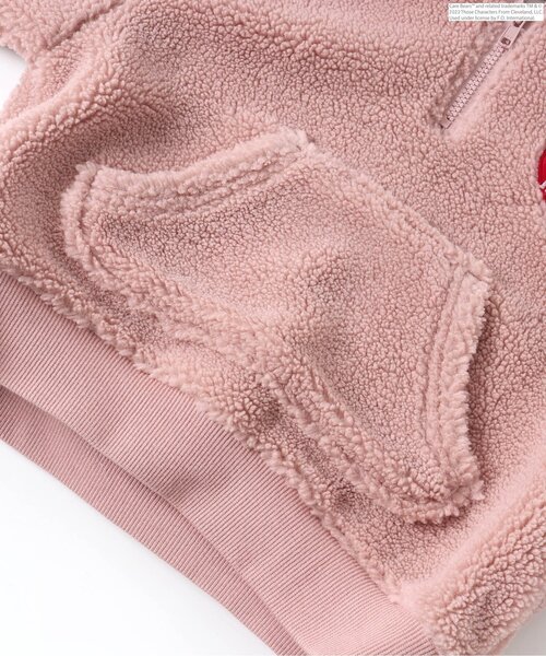 apres les cours（アプレレクール）の「WEB限定 ケアベア ボア刺繍ハーフジップパーカー（パーカー・キッズ・ピンク/アイボリー・130/110/90/100/80/120）」の5枚目の写真