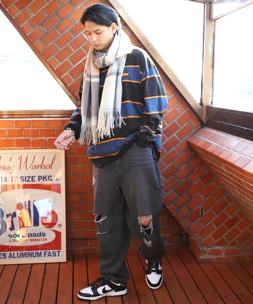 ８(eight)（エイト）の「大判チェックストール（ストール/ショール・メンズ・ブラック/グレー/アイボリー/ベージュ系その他/ベージュ系その他2/ベージュ系その他3/ネイビー系/ワイン系・FREE）」の16枚目の写真