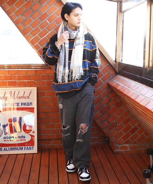 ８(eight)（エイト）の「大判チェックストール（ストール/ショール・メンズ・ブラック/グレー/アイボリー/ベージュ系その他/ベージュ系その他2/ベージュ系その他3/ネイビー系/ワイン系・FREE）」の18枚目の写真