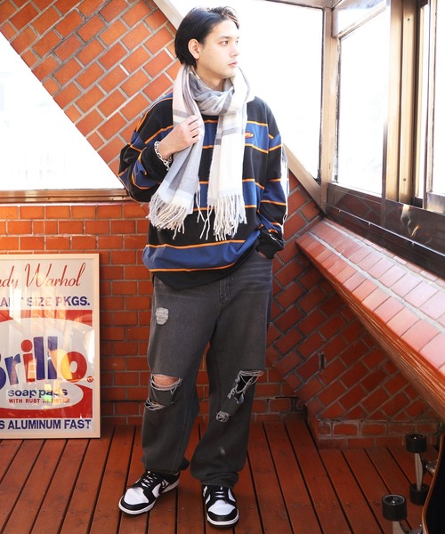 ８(eight)（エイト）の「大判チェックストール（ストール/ショール・メンズ・ブラック/グレー/アイボリー/ベージュ系その他/ベージュ系その他2/ベージュ系その他3/ネイビー系/ワイン系・FREE）」の19枚目の写真