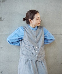 PAR ICI | コットンリネンギンガム/グレンチェック ウォッシャブルベスト(セットアップ対応)(ベスト)