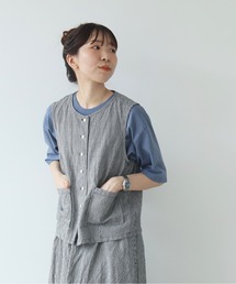 PAR ICI | コットンリネンギンガム/グレンチェック ウォッシャブルベスト(セットアップ対応)(ベスト)