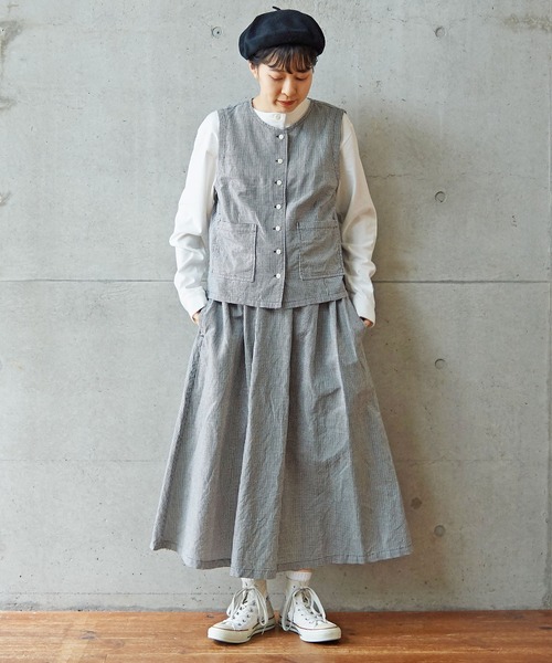 PAR ICI（パーリッシィ）の「コットンリネンギンガム/グレンチェック ウォッシャブルベスト(セットアップ対応)（ベスト・レディース・ブラック/その他・FREE）」の20枚目の写真