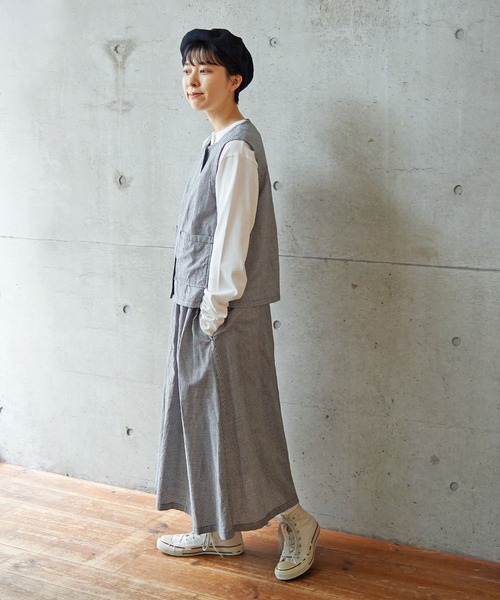 PAR ICI（パーリッシィ）の「コットンリネンギンガム/グレンチェック ウォッシャブルベスト(セットアップ対応)（ベスト・レディース・ブラック/その他・FREE）」の22枚目の写真