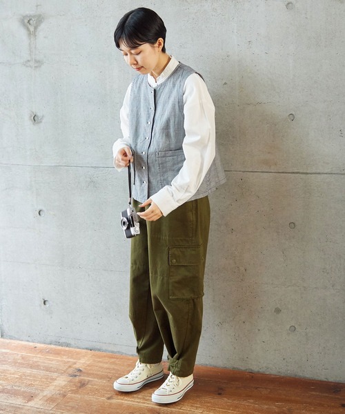 PAR ICI（パーリッシィ）の「コットンリネンギンガム/グレンチェック ウォッシャブルベスト(セットアップ対応)（ベスト・レディース・ブラック/その他・FREE）」の16枚目の写真