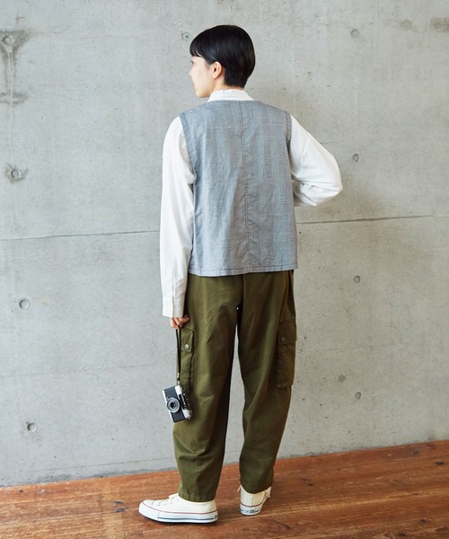 PAR ICI（パーリッシィ）の「コットンリネンギンガム/グレンチェック ウォッシャブルベスト(セットアップ対応)（ベスト・レディース・ブラック/その他・FREE）」の17枚目の写真